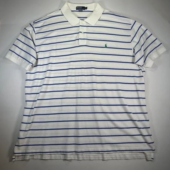 Polo by Ralph Lauren White Polo with Blue Stripes - Picture 2 of 6